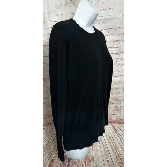 Boden Womens Size L Black Pullover Sweater Minimalist Long-Sleeve Button Cuffs - Picture 2 of 6